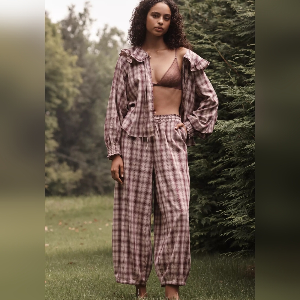Anthropologie BY ANTHROPOLOGIE FLANNEL PARACHUTE PAJAMA PANTS Sz XL NWT